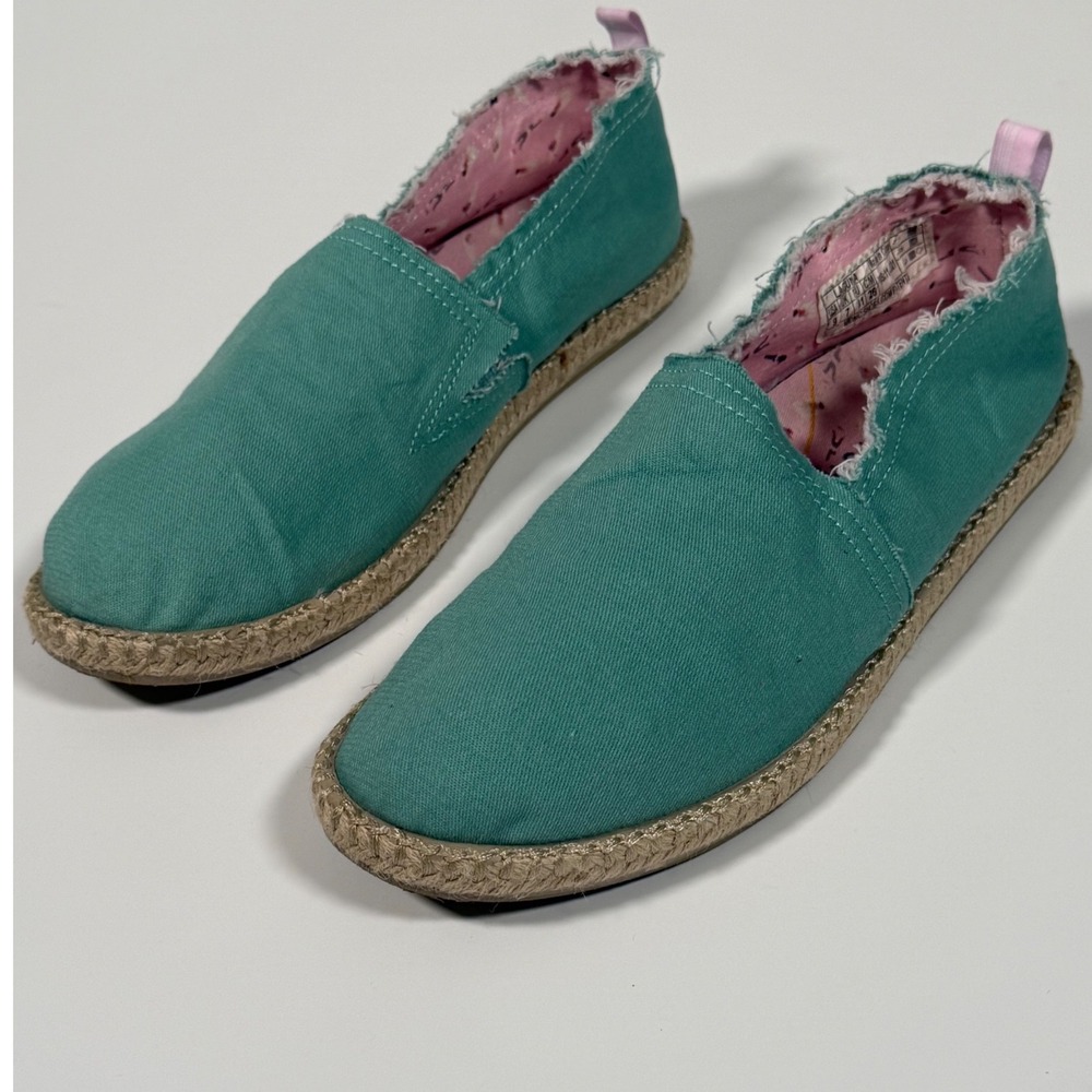 Vionic Beach Laguna Teal Green Canvas Espadrille Slip On Flat Shoes‎ Boho 9
